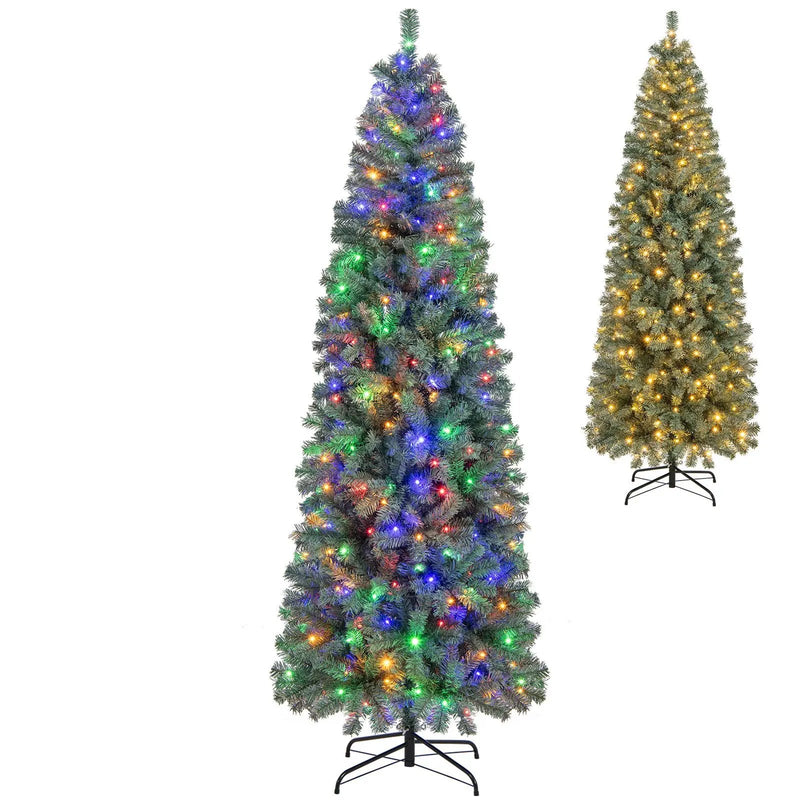 Pre-Lit Blue Artificial Christmas Tree Slim with 9 Lighting Modes by DirectDeals