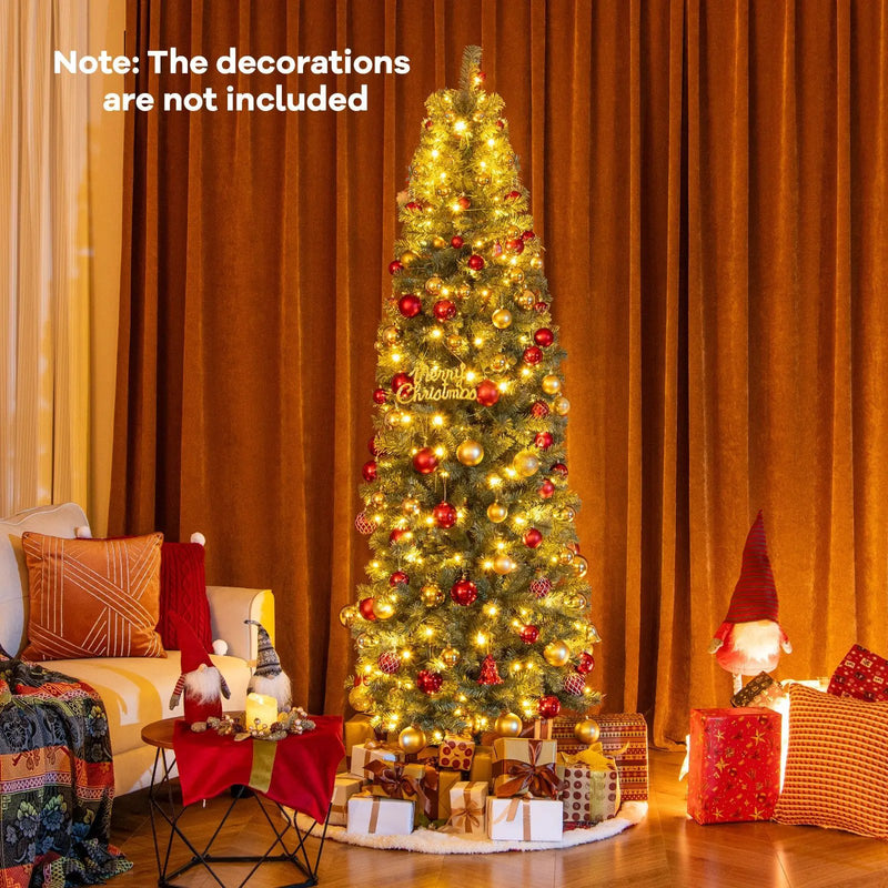 Pre-Lit Blue Artificial Christmas Tree Slim with 9 Lighting Modes by DirectDeals