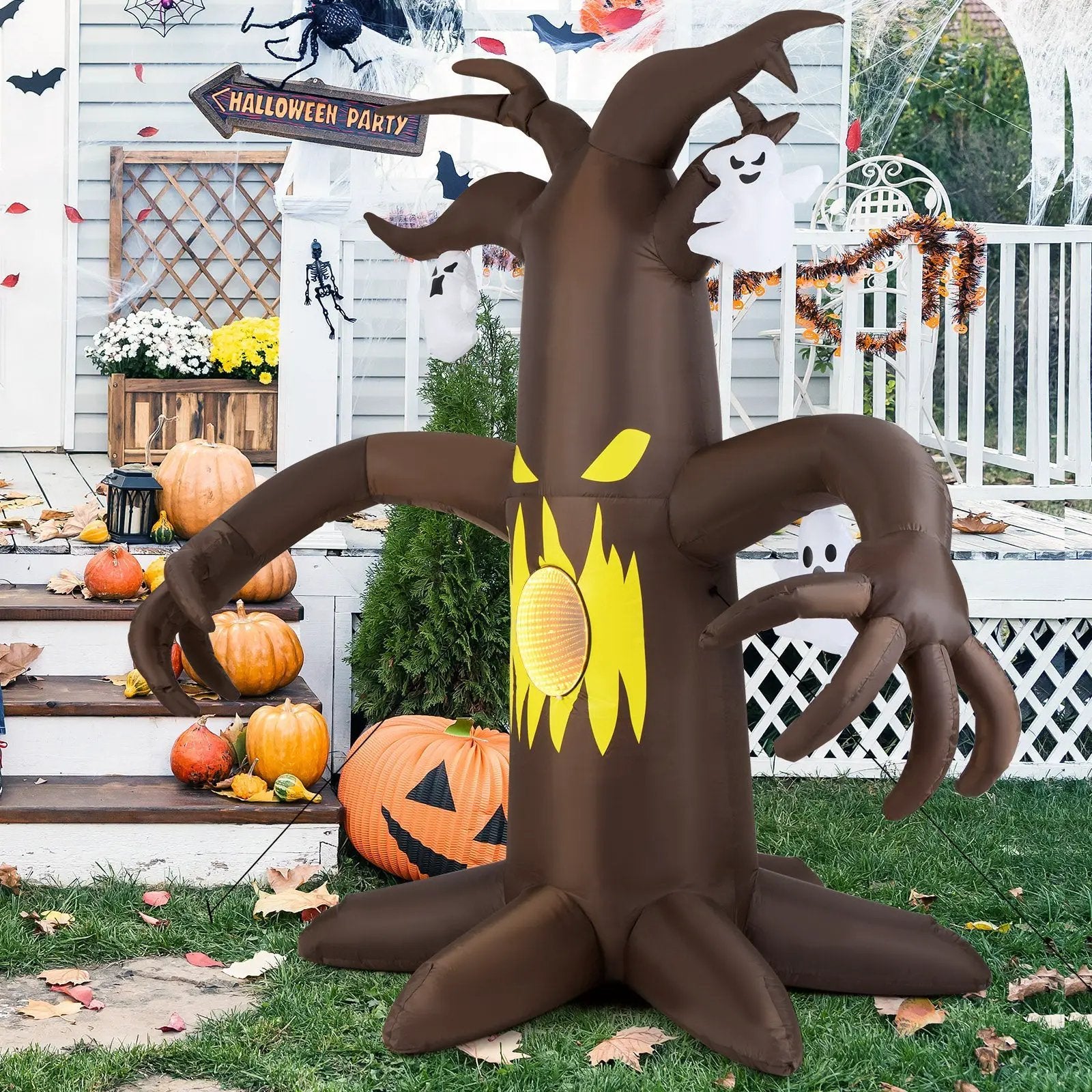 7.8 Feet Halloween Inflatables Scary Dead Tree Halloween Decoration with Ghost by DirectDeals