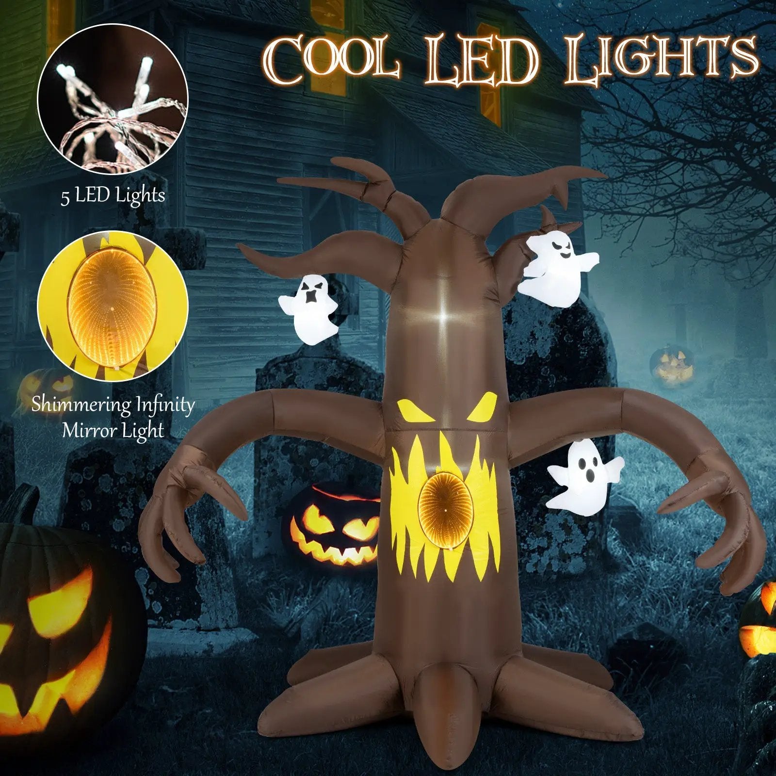 7.8 Feet Halloween Inflatables Scary Dead Tree Halloween Decoration with Ghost by DirectDeals