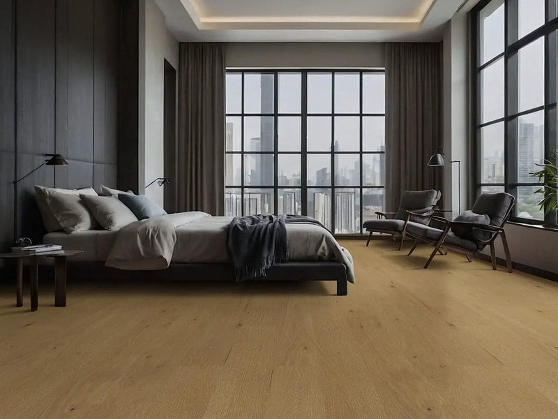 Kelmore Mesa Ridge Matte Wood Look Planks 7x48 in a finished room