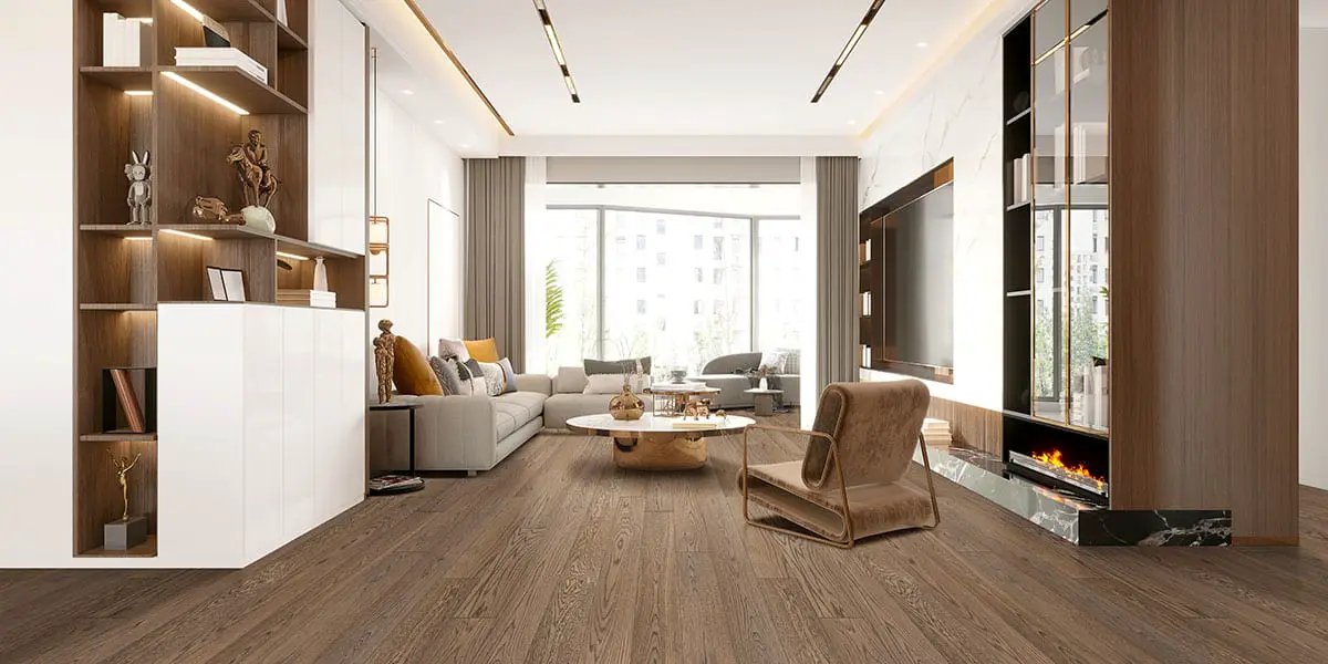 Kelmore Dunova Matte Wood Look Planks in a finished room
