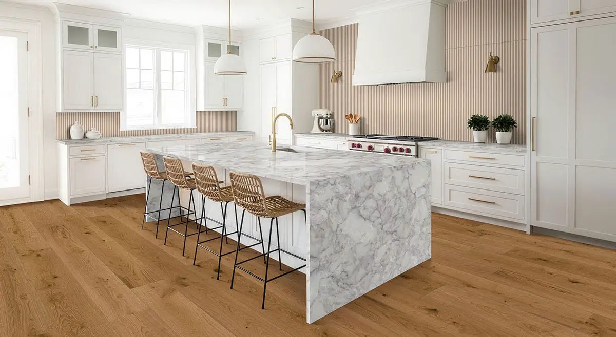 Mccarran Leander Oak Matte Wood Look Planks 9.5x86 in a finished room