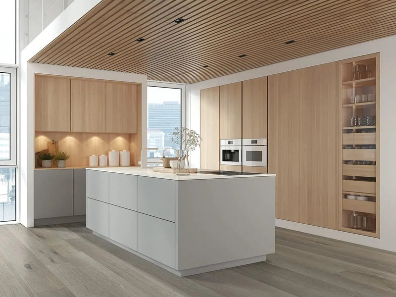 Mccarran Milledge Matte Wood Look Planks 9.5x86 in a finished room