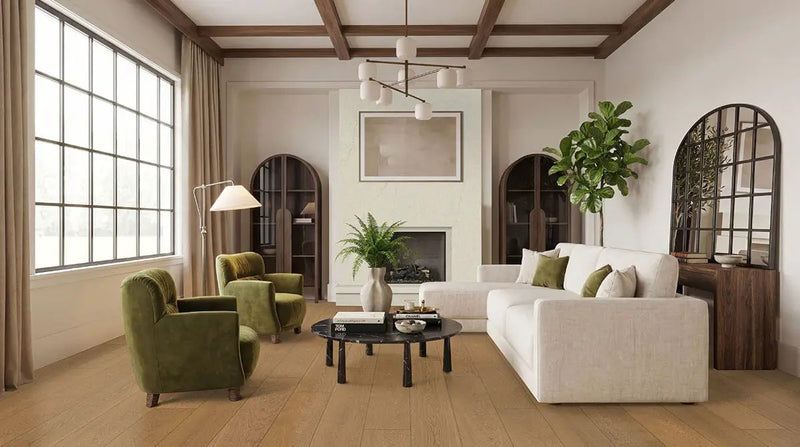 Mccarran Reserve Adriel Oak Matte Wood Look Planks 9.5x86 in a finished room
