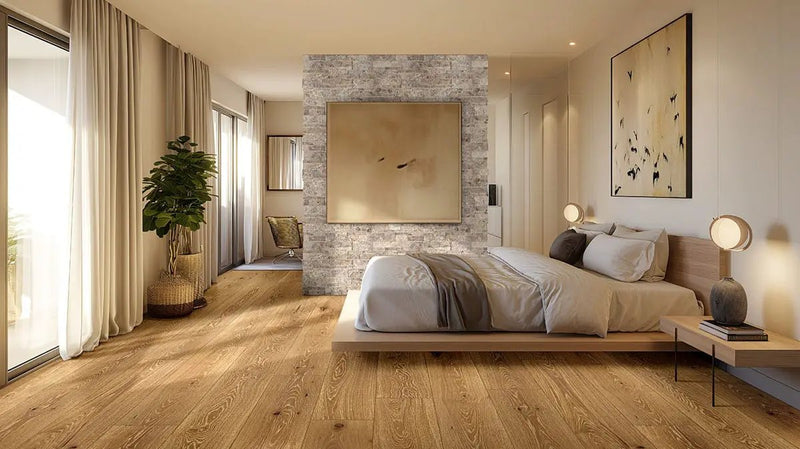 Mccarran Kentsea Oak Brushed Wood Look Moldings 3x0.63 in a finished room