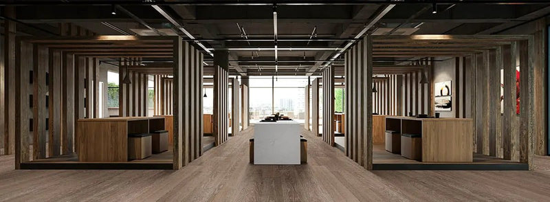 Mccarran Hinton Matte Wood Look Planks 9.5x86 in a finished room