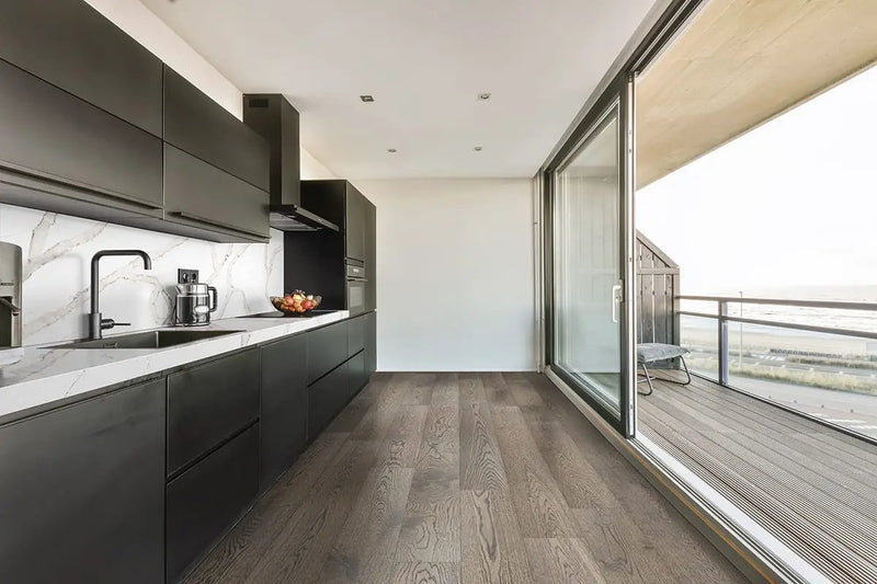 Mccarran Atwood Matte Wood Look Planks 9.5x86 in a finished room