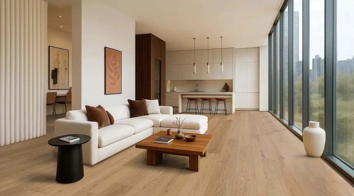 Mccarran Adriel Oak Brushed T Molding Wood Look Moldings 2x0.25 in a finished room