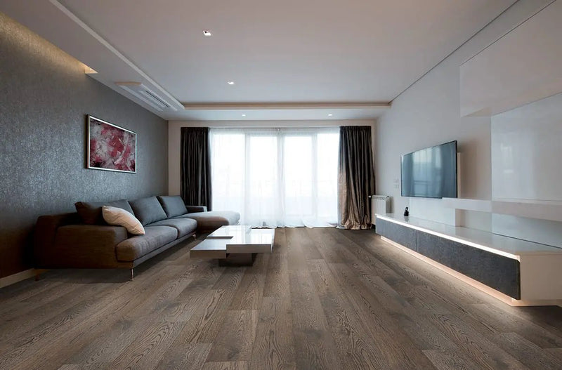 Mccarran Atwood Matte Wood Look Planks 9.5x86 in a finished room