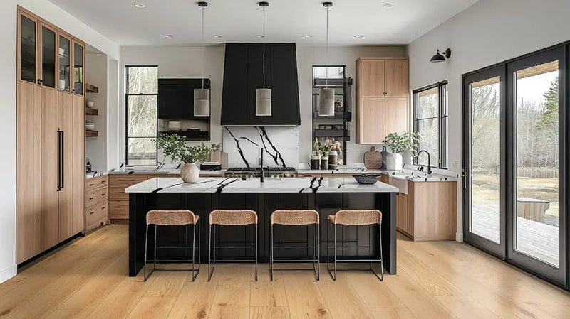 Mccarran Montevideo Oak Brushed Wood Look Moldings 2x0.63 in a finished room