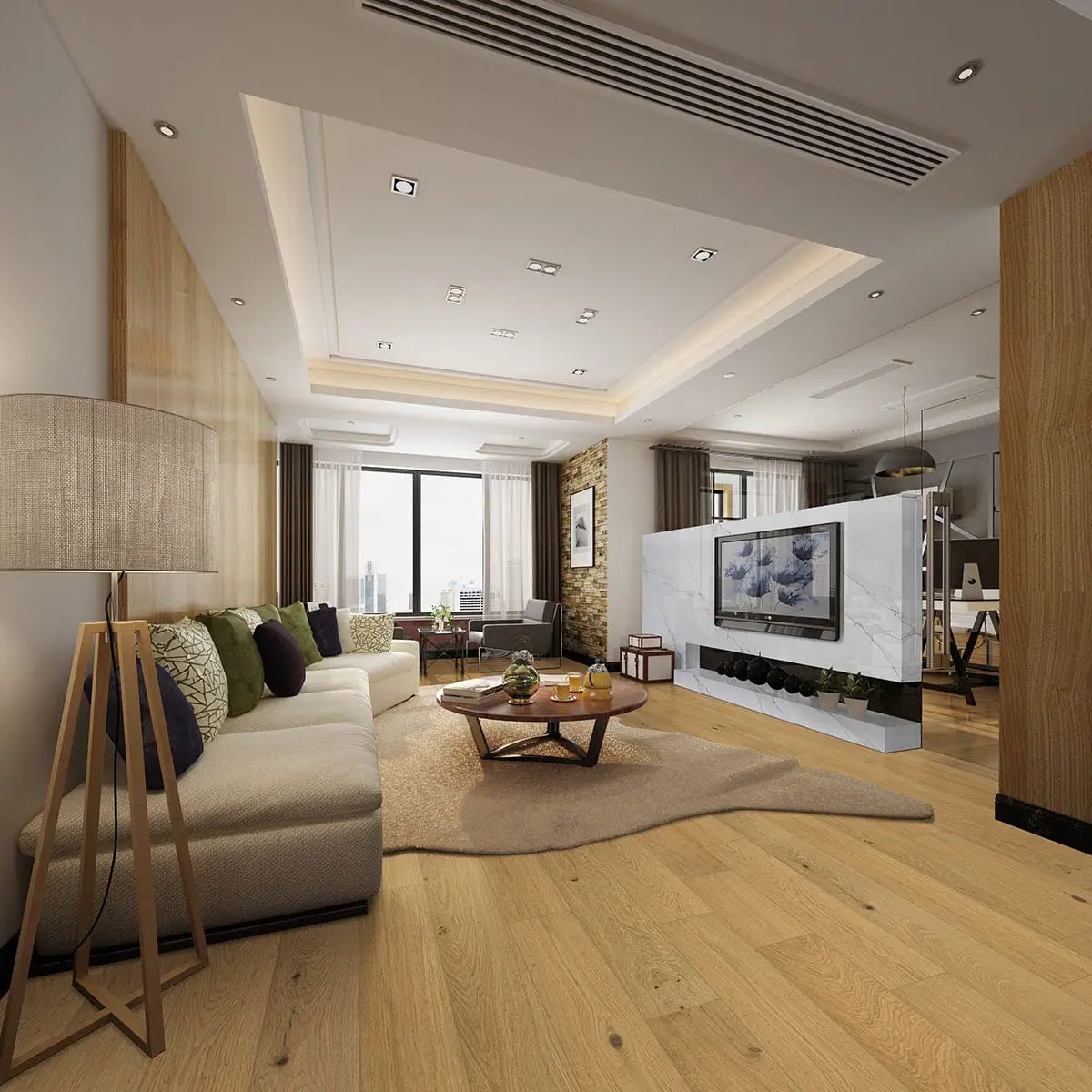Mccarran Northcutt Matte Wood Look Planks 9.5x86 in a finished room