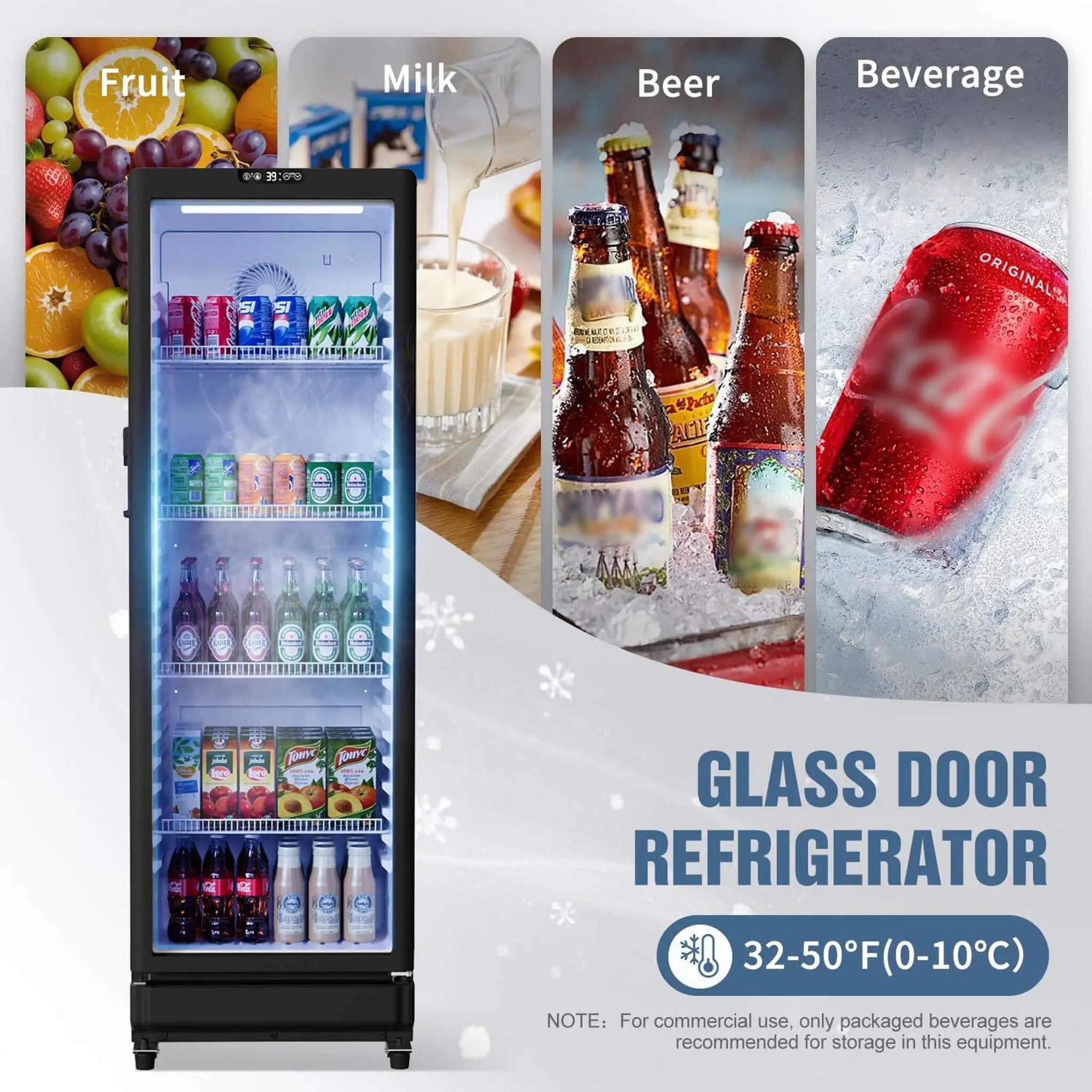8.5 Cu.Ft Commercial Single Glass Door Beverage Merchandiser Refrigerator (SAK27946) by SAKSBY WHOLESALE