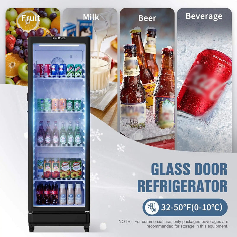 8.5 Cu.Ft Commercial Single Glass Door Beverage Merchandiser Refrigerator (SAK27946) by SAKSBY WHOLESALE