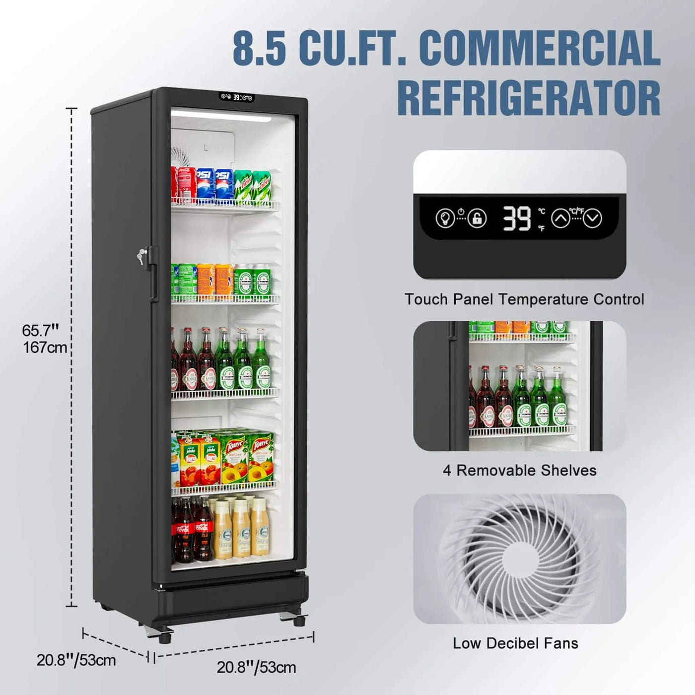 8.5 Cu.Ft Commercial Single Glass Door Beverage Merchandiser Refrigerator (SAK27946) by SAKSBY WHOLESALE