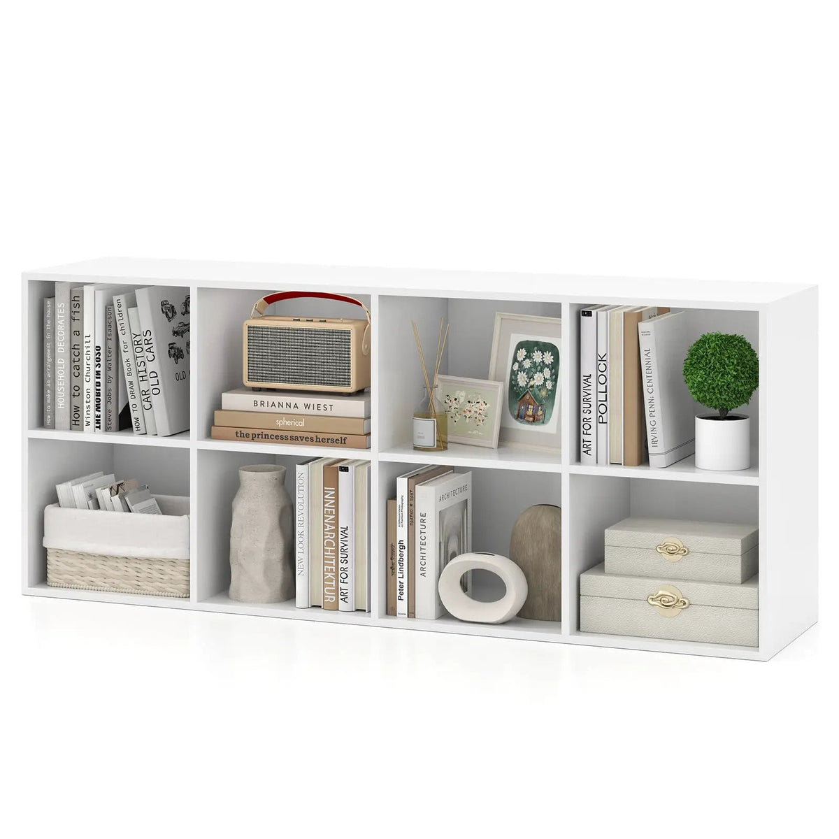 8-Cube Bookcase Bookshelf with 2 Anti-Tipping Kits Storage Organizer by DirectDeals