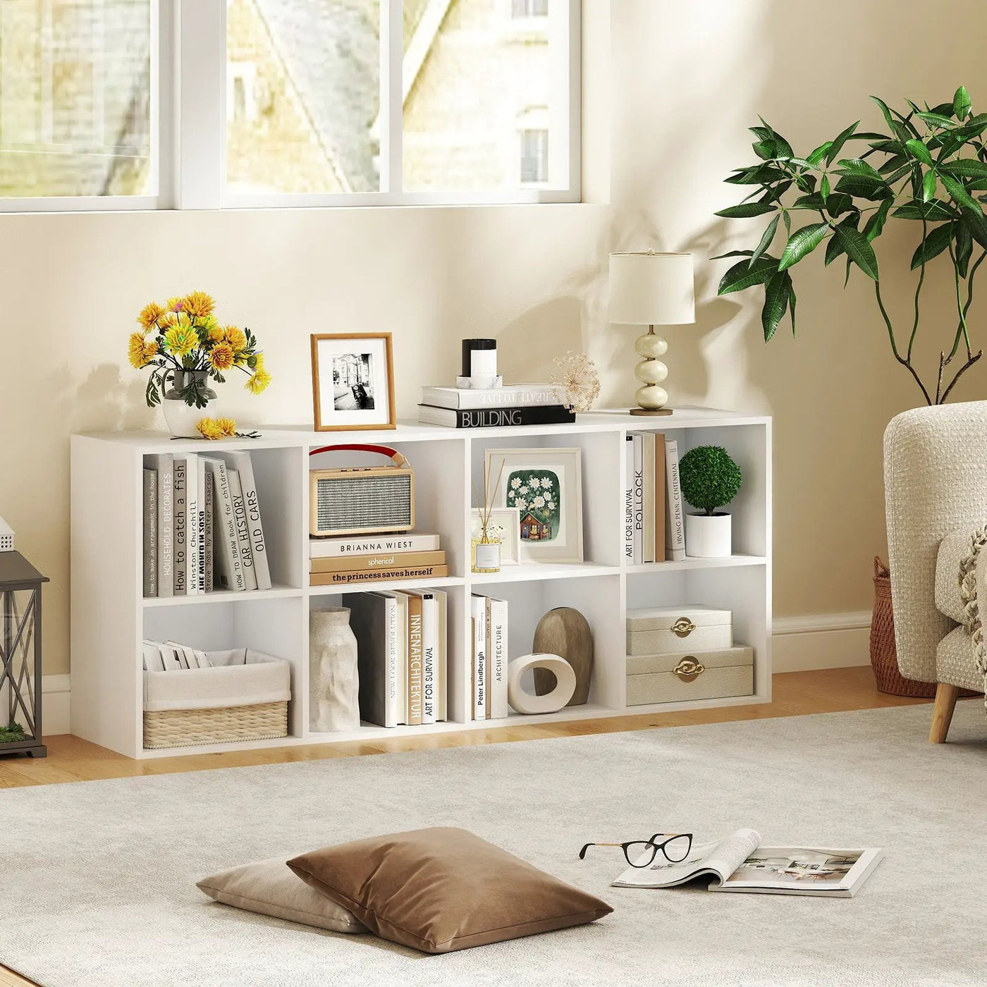 8-Cube Bookcase Bookshelf with 2 Anti-Tipping Kits Storage Organizer by DirectDeals