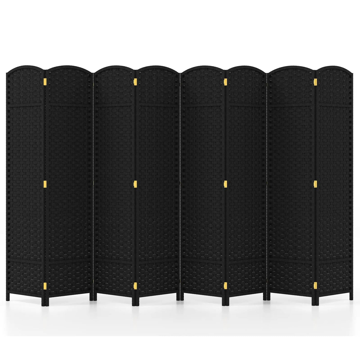 8-Panel Folding Room Divider with Hand-woven Texture and Wood Frame by DirectDeals