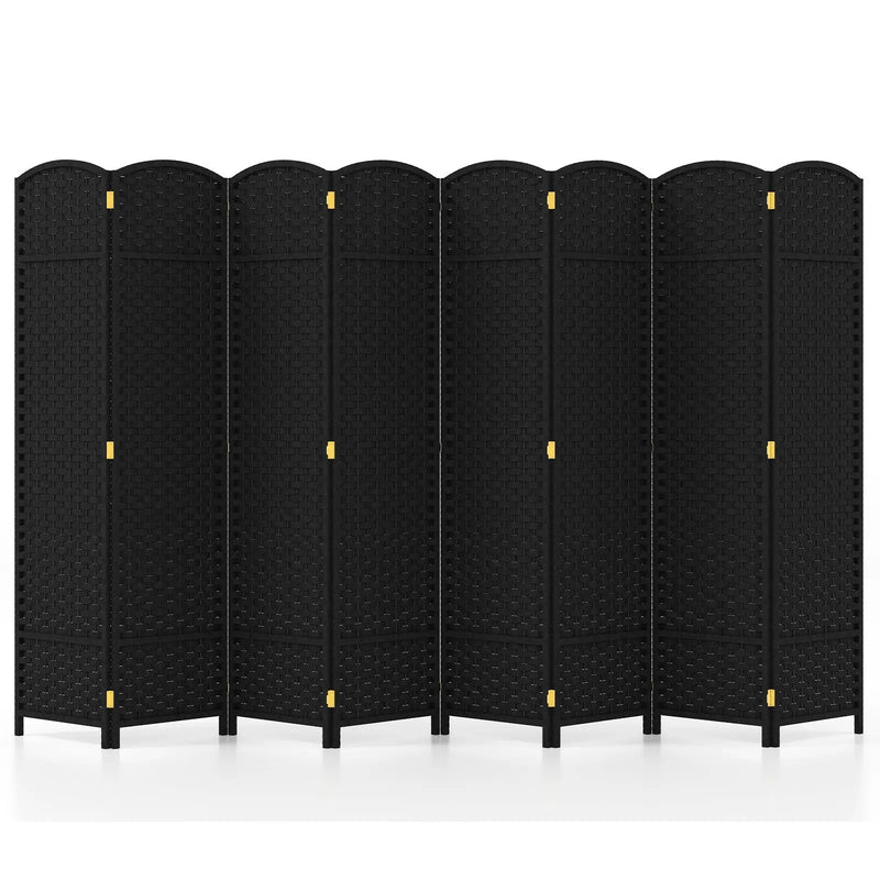 8-Panel Folding Room Divider with Hand-woven Texture and Wood Frame by DirectDeals