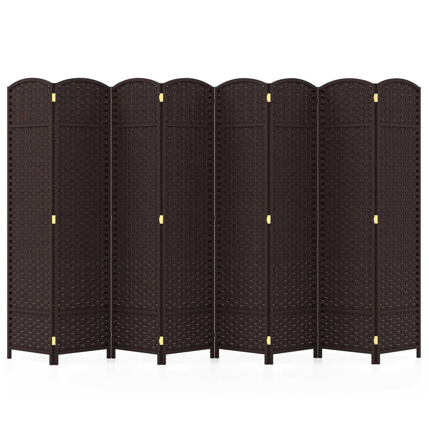 8-Panel Folding Room Divider with Hand-woven Texture and Wood Frame by DirectDeals