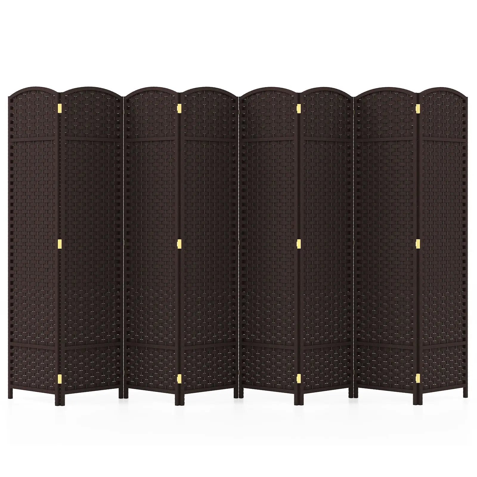 8-Panel Folding Room Divider with Hand-woven Texture and Wood Frame by DirectDeals