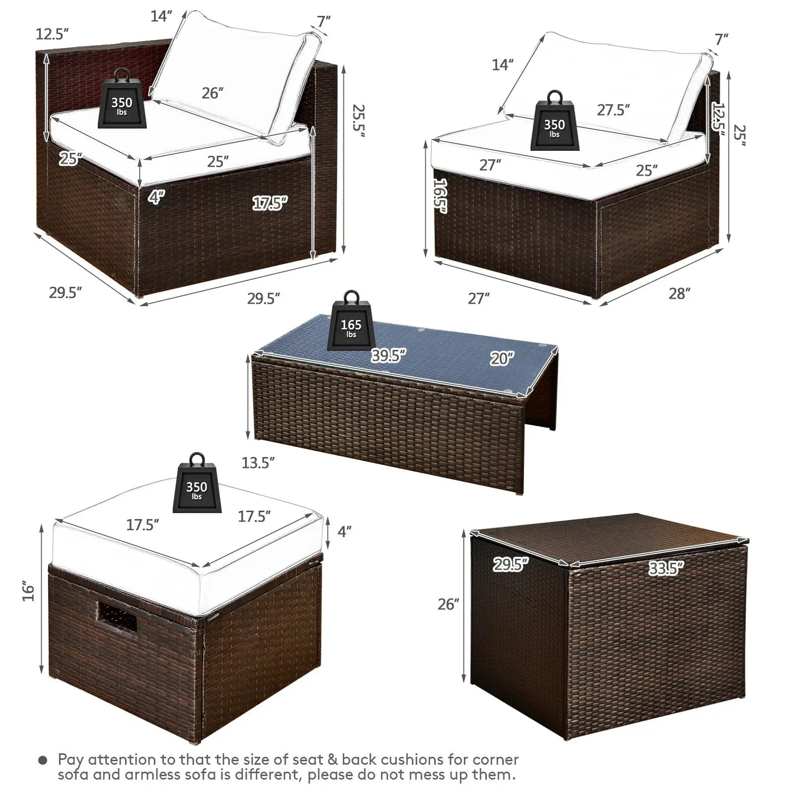 8 Pieces Patio Space-Saving Rattan Furniture Set with Storage Box and Waterproof Cover-Gray by DirectDeals