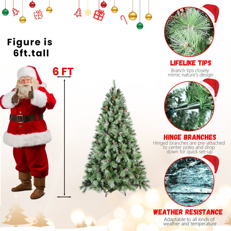8 Ft Full-Bodied Pre-Decorated Pinecone Christmas Tree with Pine Cones - Green, photo 11 of 20