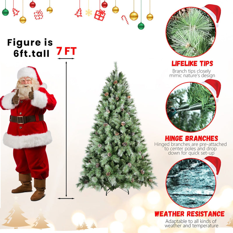8 Ft Full-Bodied Pre-Decorated Pinecone Christmas Tree with Pine Cones - Green, photo 12 of 20