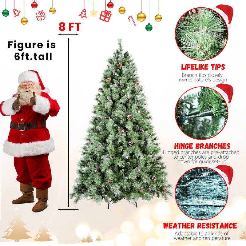 8 Ft Full-Bodied Pre-Decorated Pinecone Christmas Tree with Pine Cones - Green, photo 14 of 20