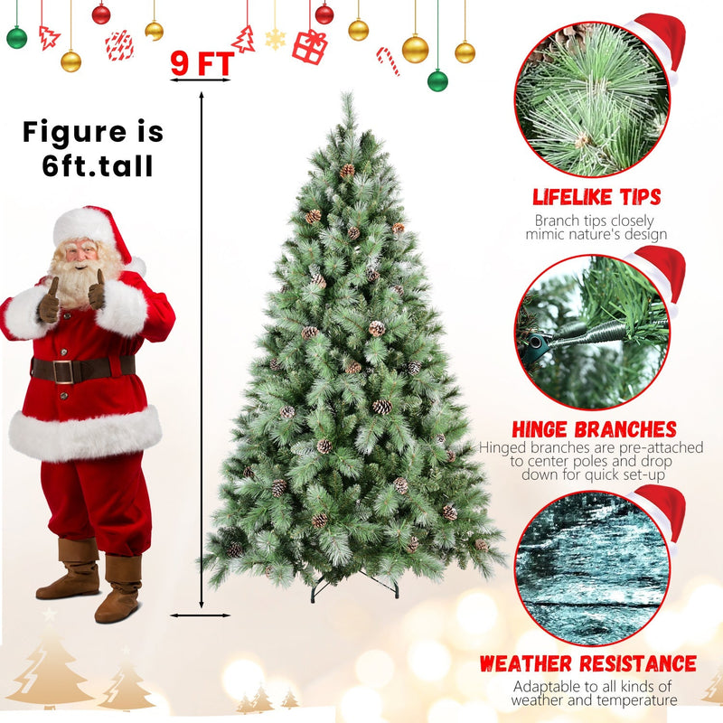 8 Ft Full-Bodied Pre-Decorated Pinecone Christmas Tree with Pine Cones - Green, photo 15 of 20