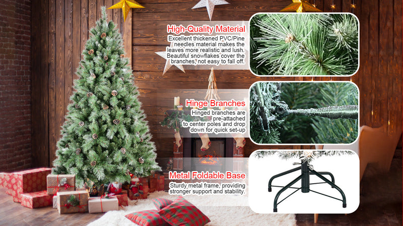 8 Ft Full-Bodied Pre-Decorated Pinecone Christmas Tree with Pine Cones - Green, photo 17 of 20