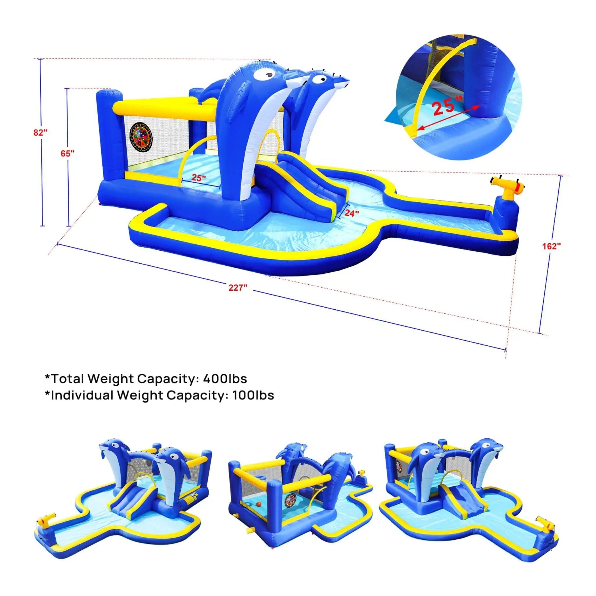 8-In-1 Inflatable Water Park Bounce House with Sprinkler, Water Gun, And Basketball Hoop (SAK38152) by SAKSBY WHOLESALE
