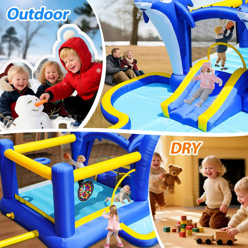8-In-1 Inflatable Water Park Bounce House with Sprinkler, Water Gun, And Basketball Hoop (SAK38152) by SAKSBY WHOLESALE
