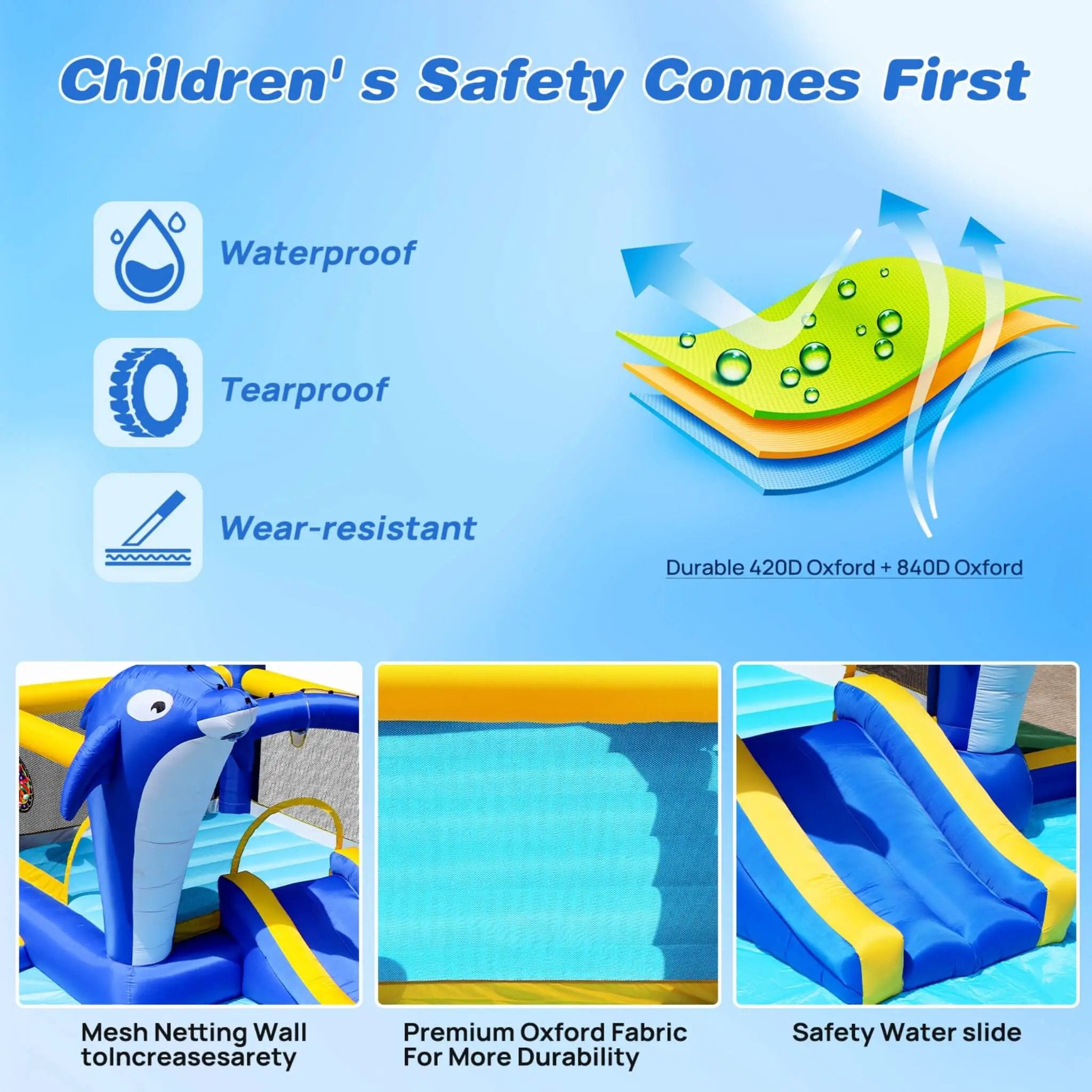 8-In-1 Inflatable Water Park Bounce House with Sprinkler, Water Gun, And Basketball Hoop (SAK38152) by SAKSBY WHOLESALE