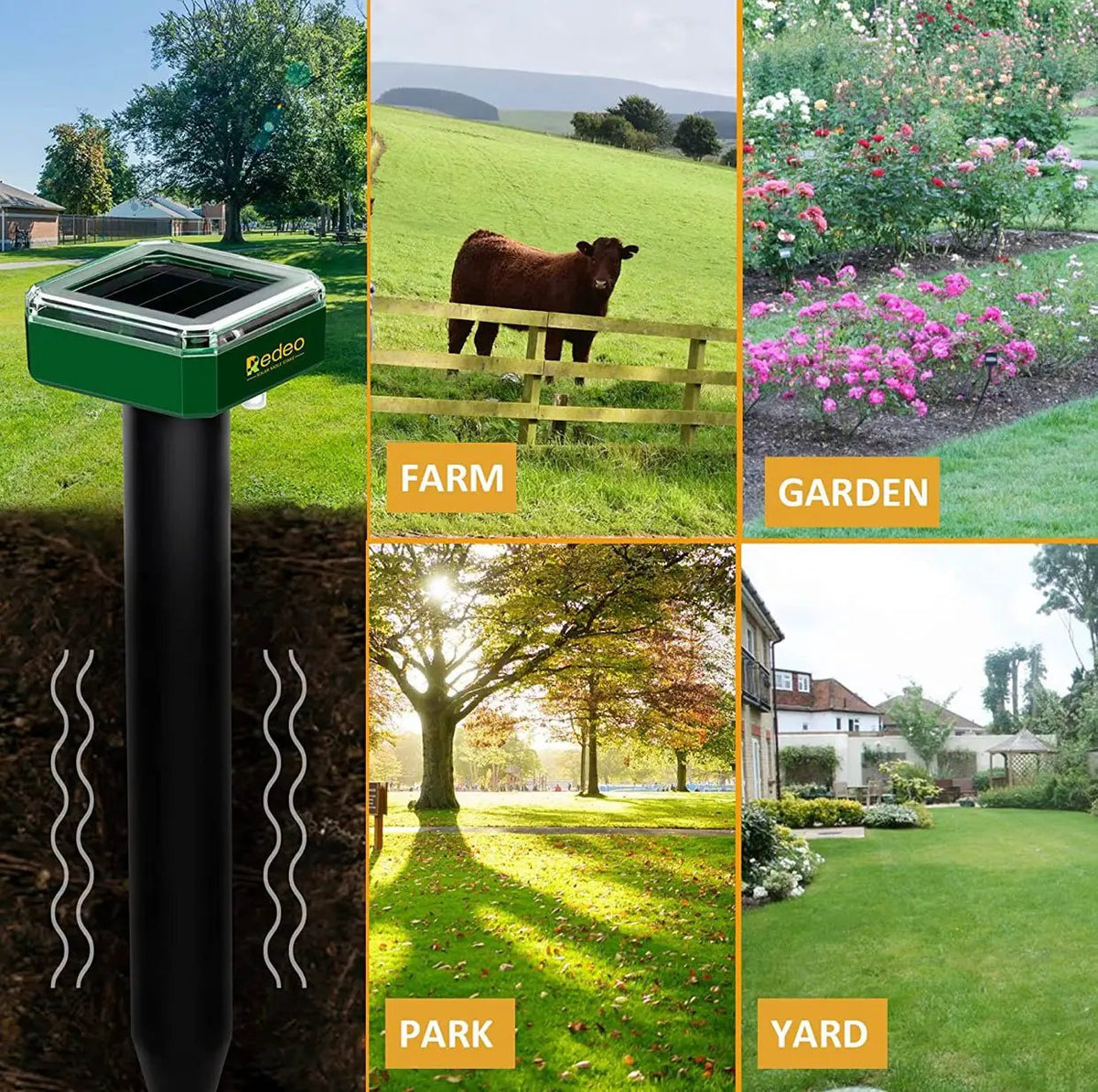 8 Pack Mole Repellent Solar Sonic Groundhog Repeller Gopher Deterrent Vole by Outdoor Solar Outlet