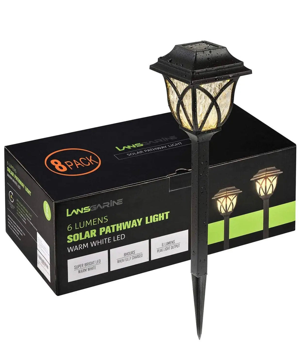 8 Pack Solar LED Lights,Large Rotating Outdoor Pathway Up To 10 Lumen by Outdoor Solar Outlet