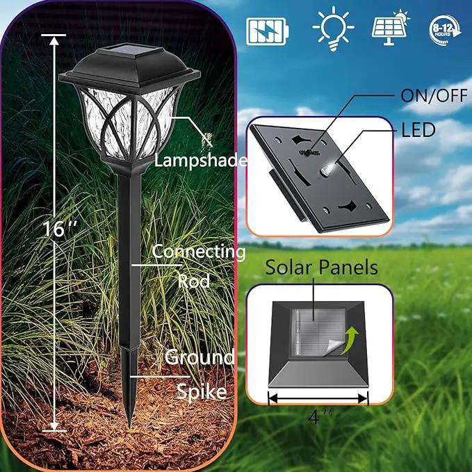 8 Pack Solar LED Lights,Large Rotating Outdoor Pathway Up To 10 Lumen by Outdoor Solar Outlet