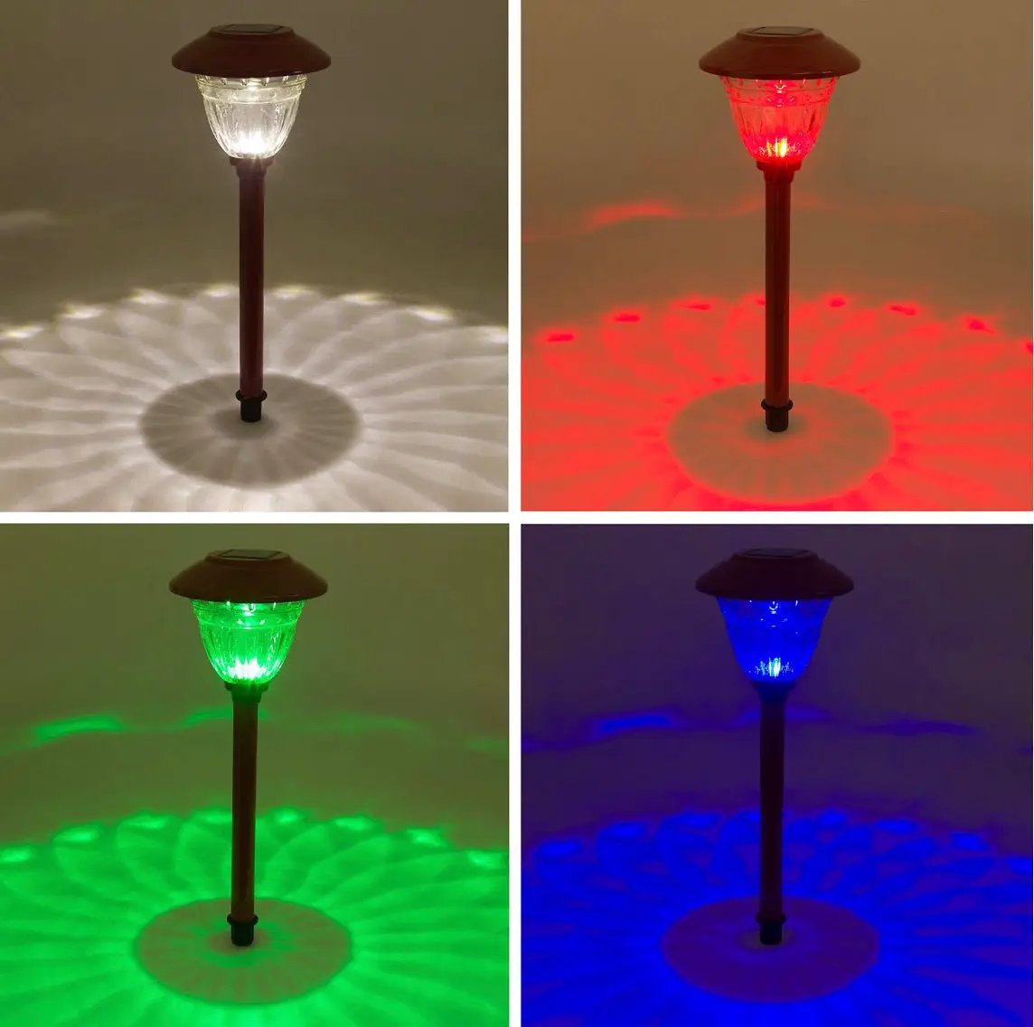 8 Pack Solar Pathway LED Lights Outdoor Color Changing -Stainless Steel by Outdoor Solar Outlet