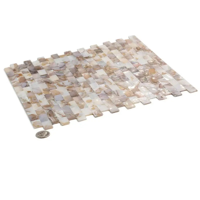 White Beige 12x12 Polished Brick Shell Mother of Pearl Mosaic Tile (20 pack, 18.52 sq ft/case) by Apollo Tile