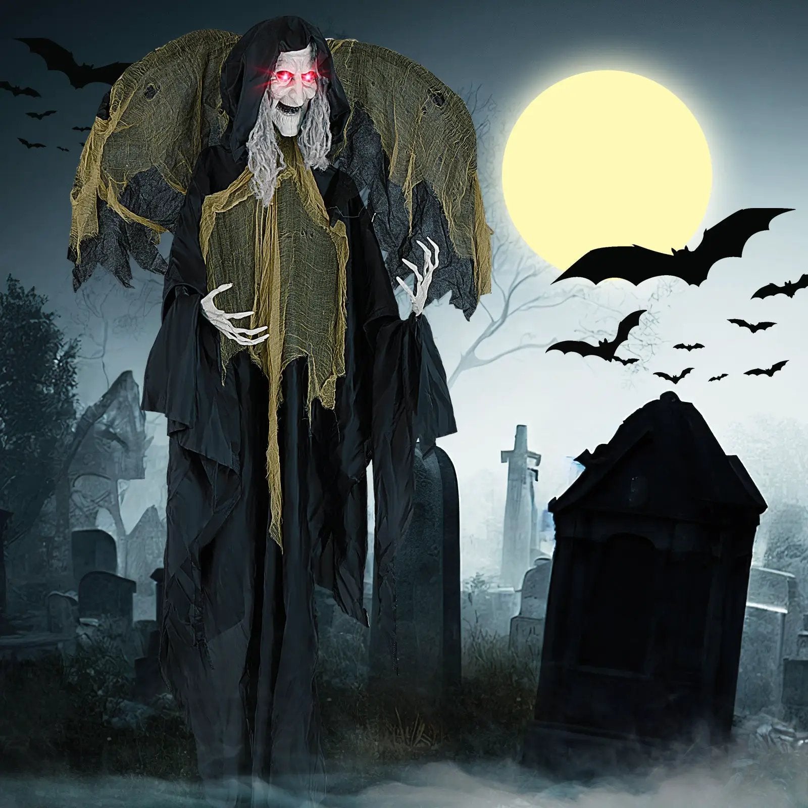 8.2 ft Halloween Standing Witch with Lighted Eyes and Automatic Wing Movement by DirectDeals