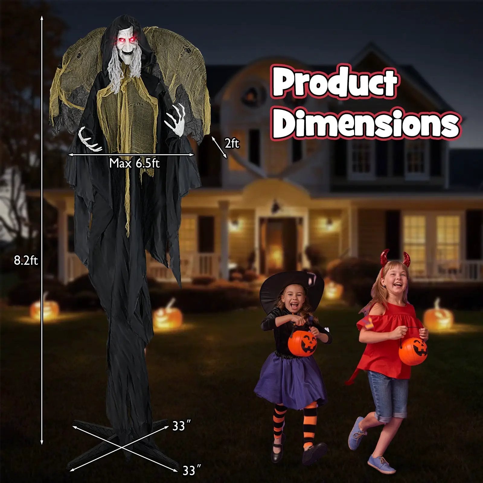 8.2 ft Halloween Standing Witch with Lighted Eyes and Automatic Wing Movement by DirectDeals