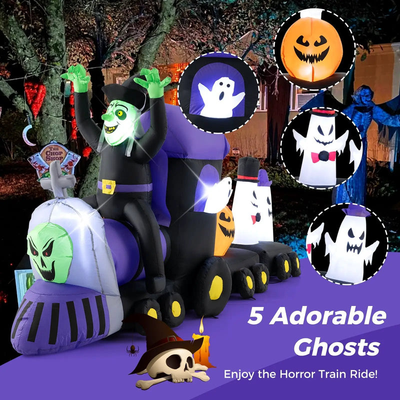 8.2 Feet Long Halloween Inflatable Train with Witch and 4 Ghosts by DirectDeals