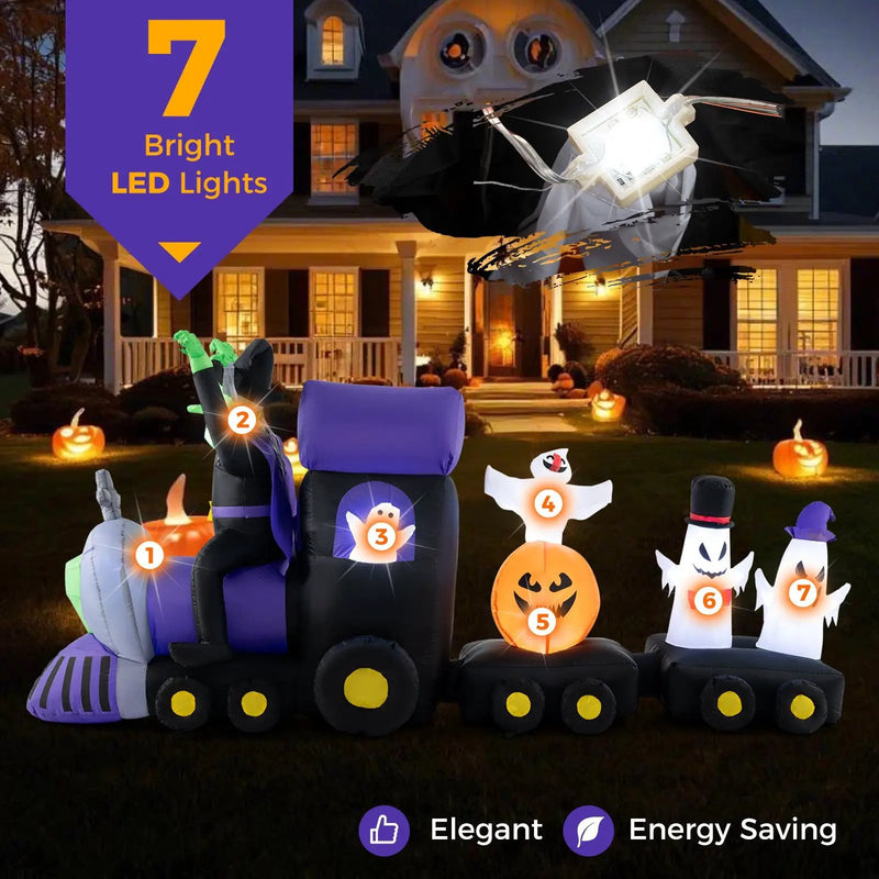 8.2 Feet Long Halloween Inflatable Train with Witch and 4 Ghosts by DirectDeals