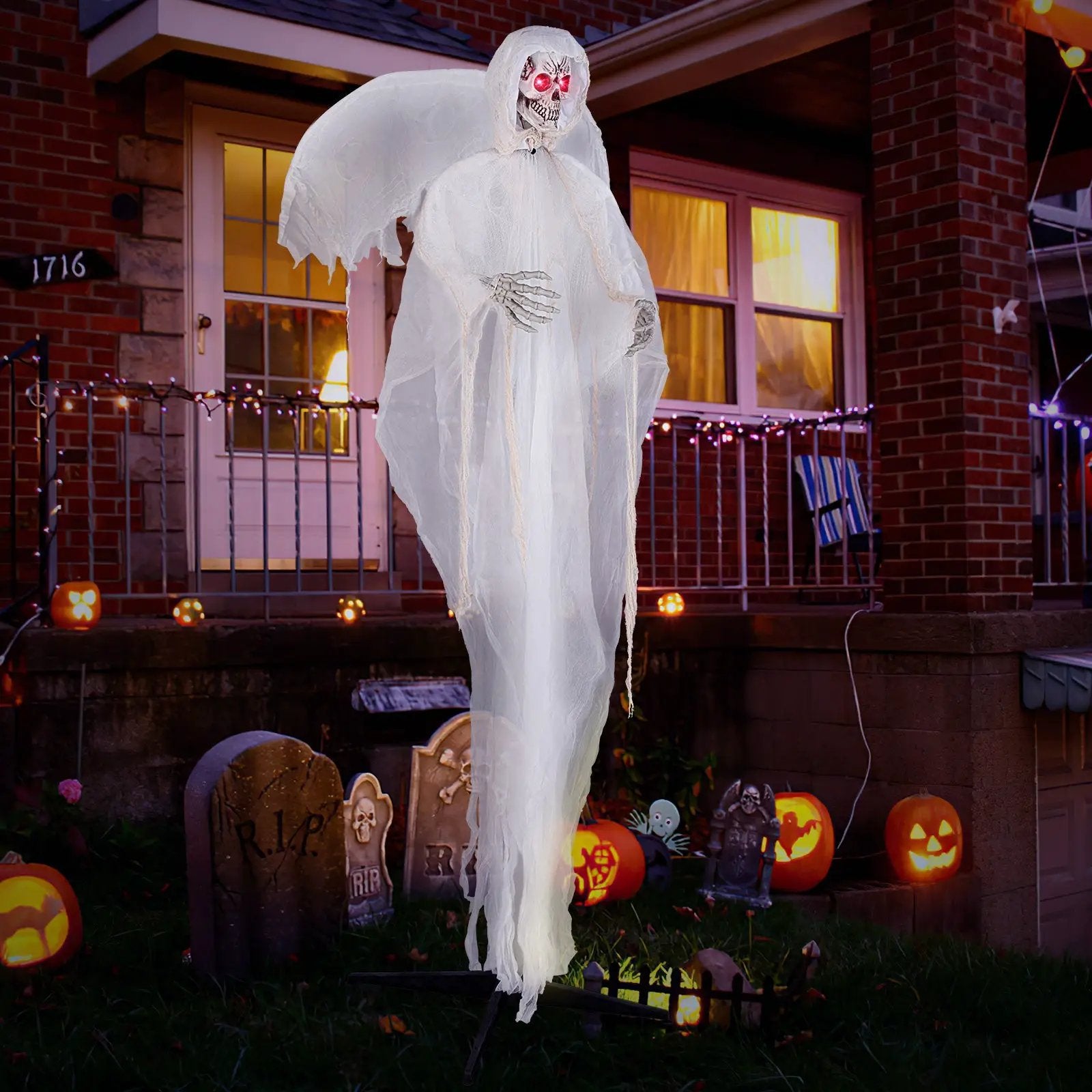 8.3 ft Halloween Standing Haunted Angel with Lighted Eyes and Automatic Wing Movement by DirectDeals