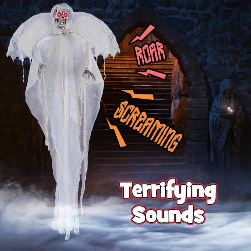 8.3 ft Halloween Standing Haunted Angel with Lighted Eyes and Automatic Wing Movement by DirectDeals