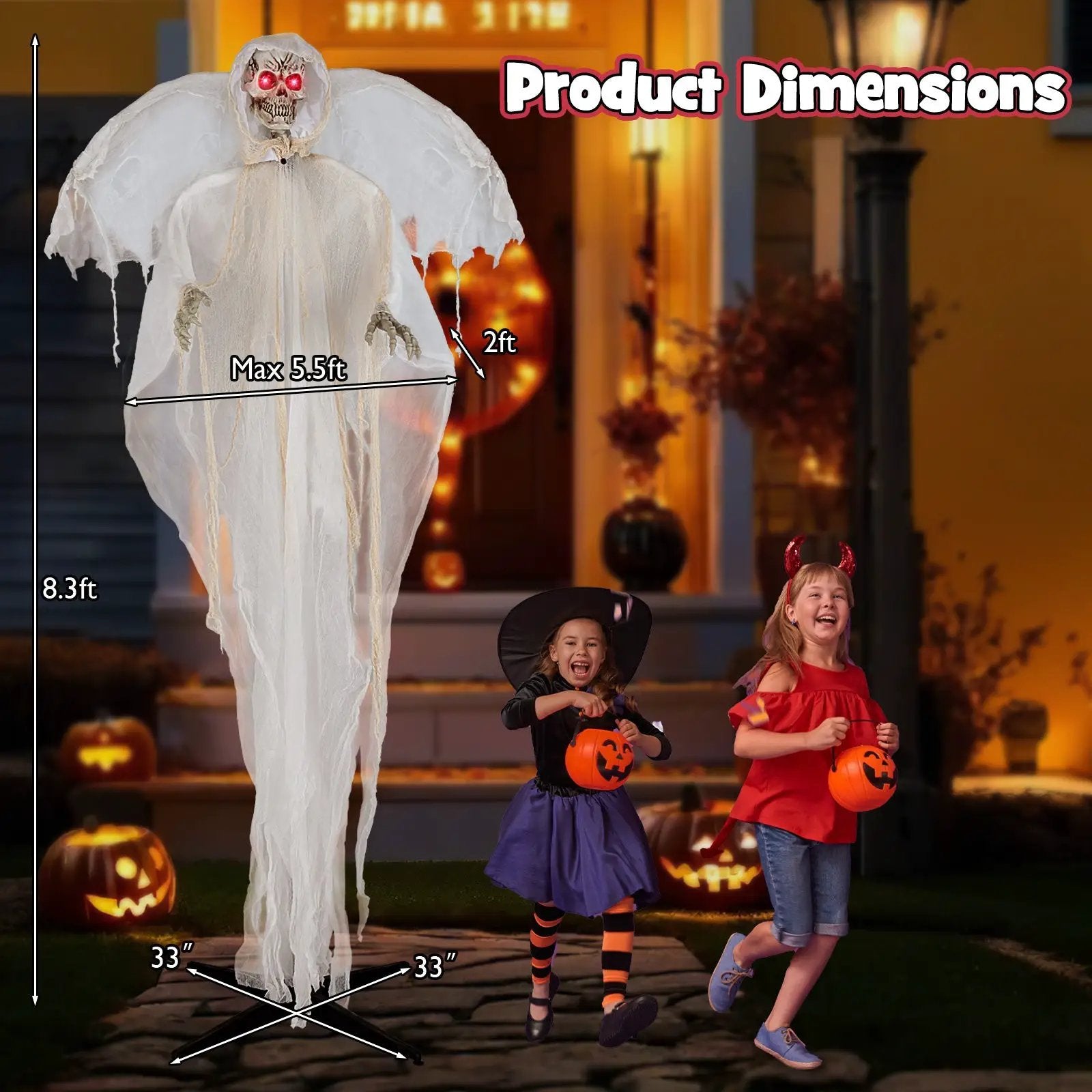 8.3 ft Halloween Standing Haunted Angel with Lighted Eyes and Automatic Wing Movement by DirectDeals