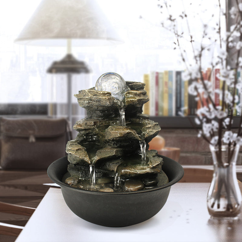 Resin Spinning Orb Tabletop Fountain 8 Inch Color LED, photo 3 of 7