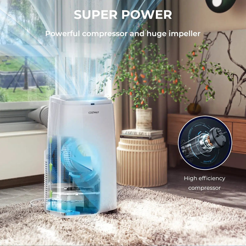 12000BTU 3-in-1 Portable Air Conditioner with Remote-White by DirectDeals