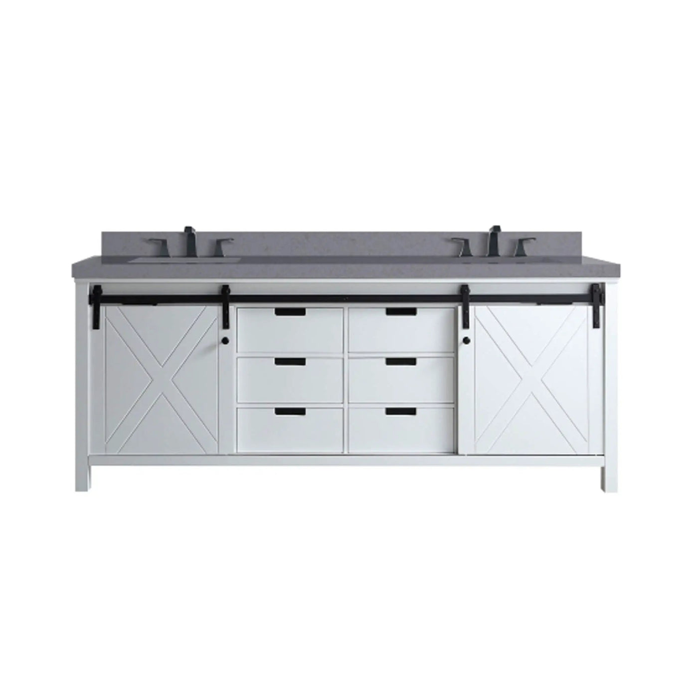 Nuvia White Bathroom Vanity With Gray Quartz Top And Faucet Set (SAK40685) by SAKSBY WHOLESALE