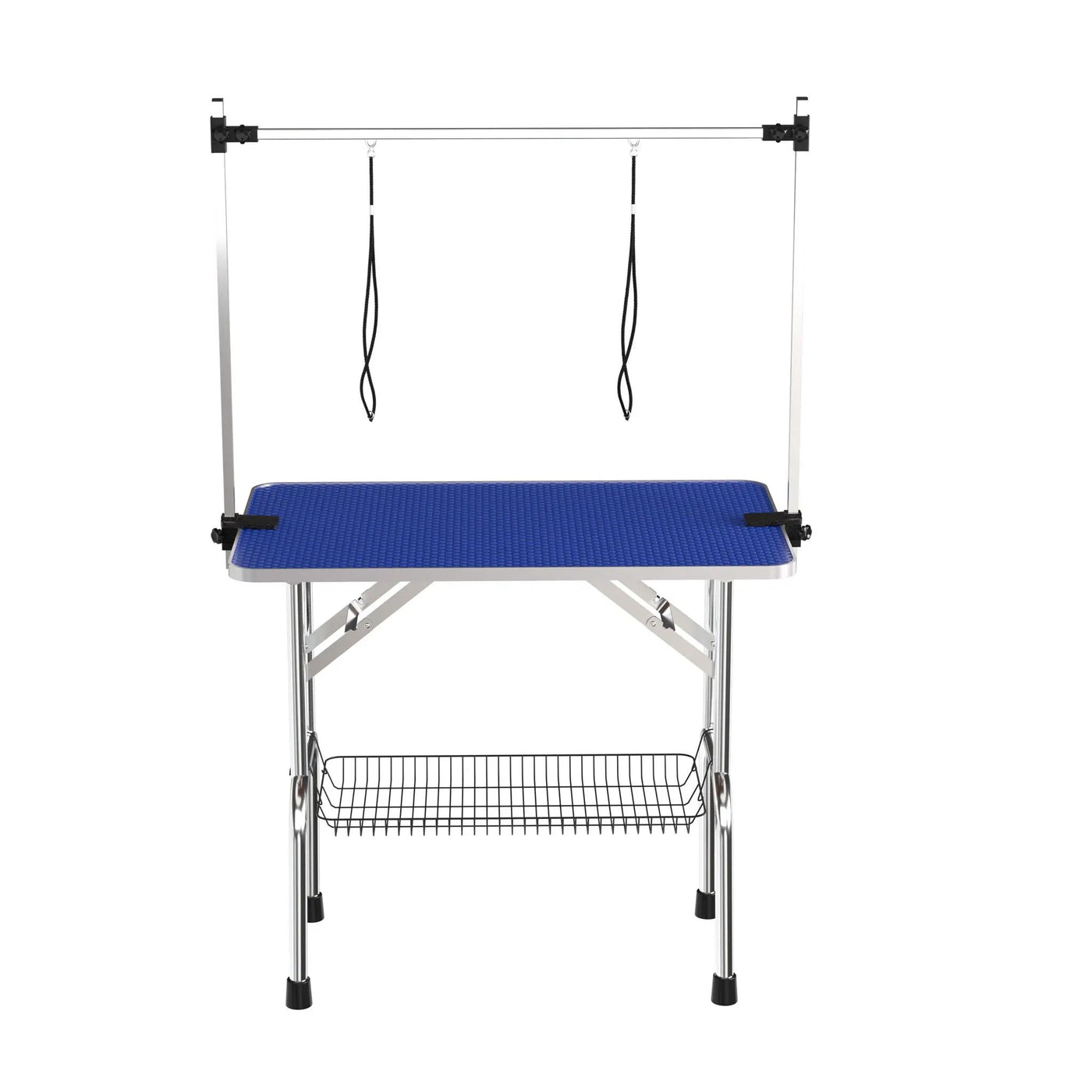 Folding Dog Pet Grooming Table Stainless Steel Frame Rubber Mat On Board With Adjustable Arm And Clamps Pet Dog Cat Grooming Table by HouseOfZazla